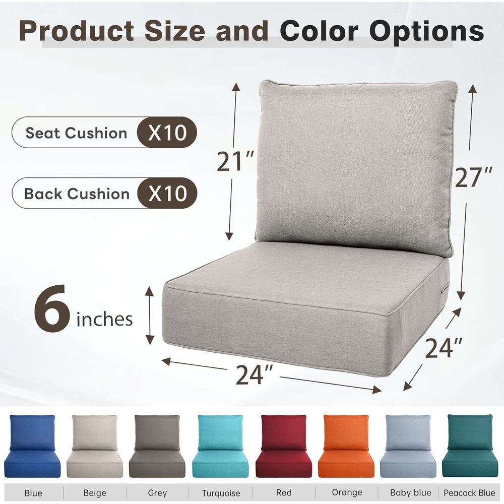 Zestaw 6 grubych poduszek ogro – Outdoor Furniture Cushions 24 X 24 recenzja i cena