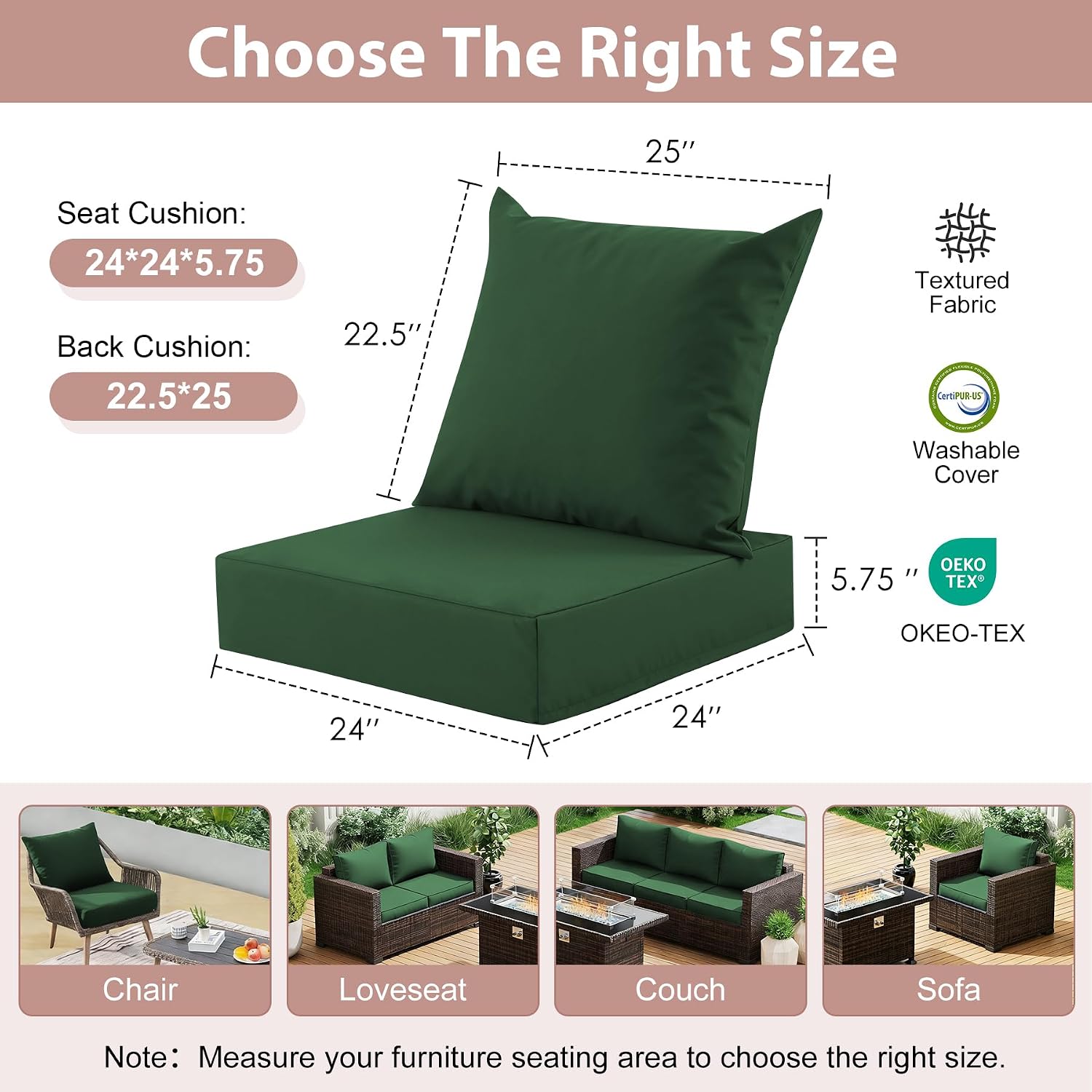 Zestaw poduszek na głębokie si – Outdoor Furniture Cushions 24 X 24 recenzja i cena