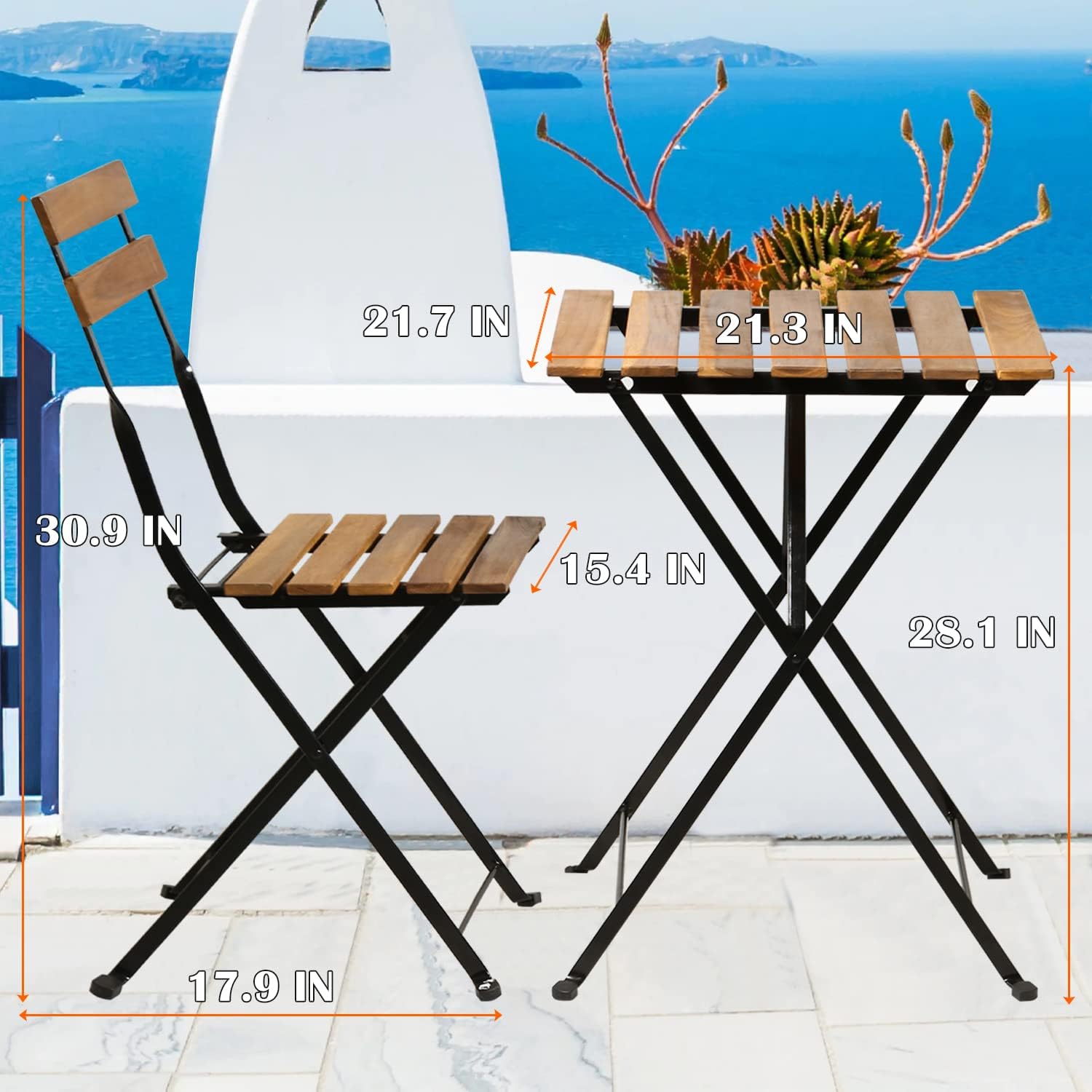 Naturalny drewniany 3-częściow – Outdoor Furniture Balcony recenzja i cena