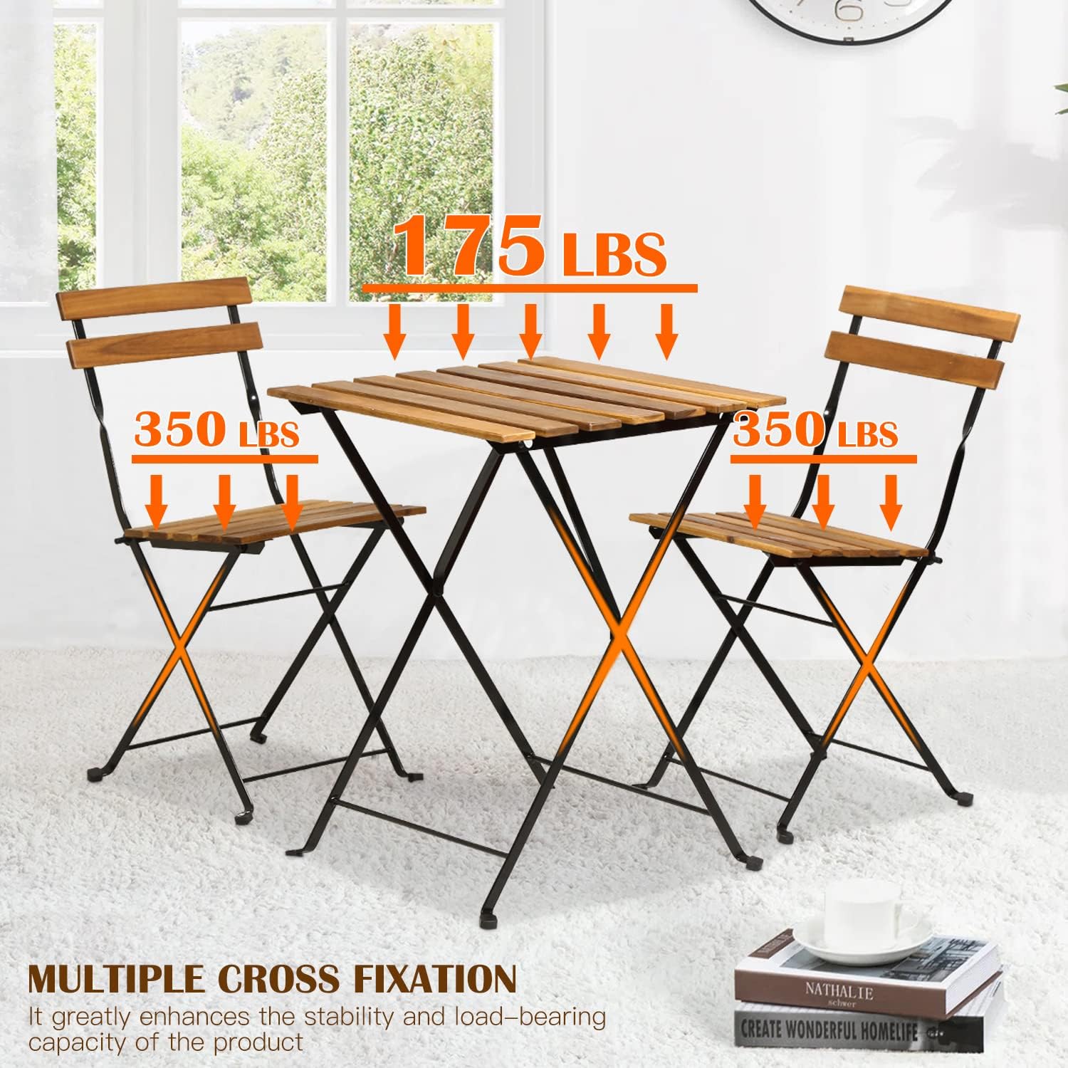 Naturalny drewniany 3-częściow – Outdoor Furniture Balcony recenzja i cena