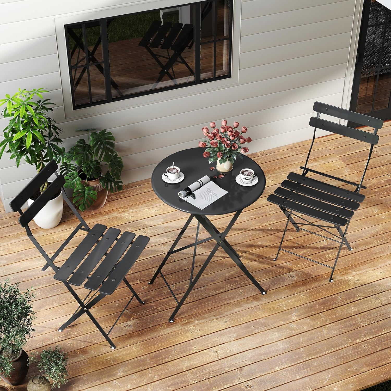 Oszczędzający miejsce, czarny, – Outdoor Furniture Balcony recenzja i cena