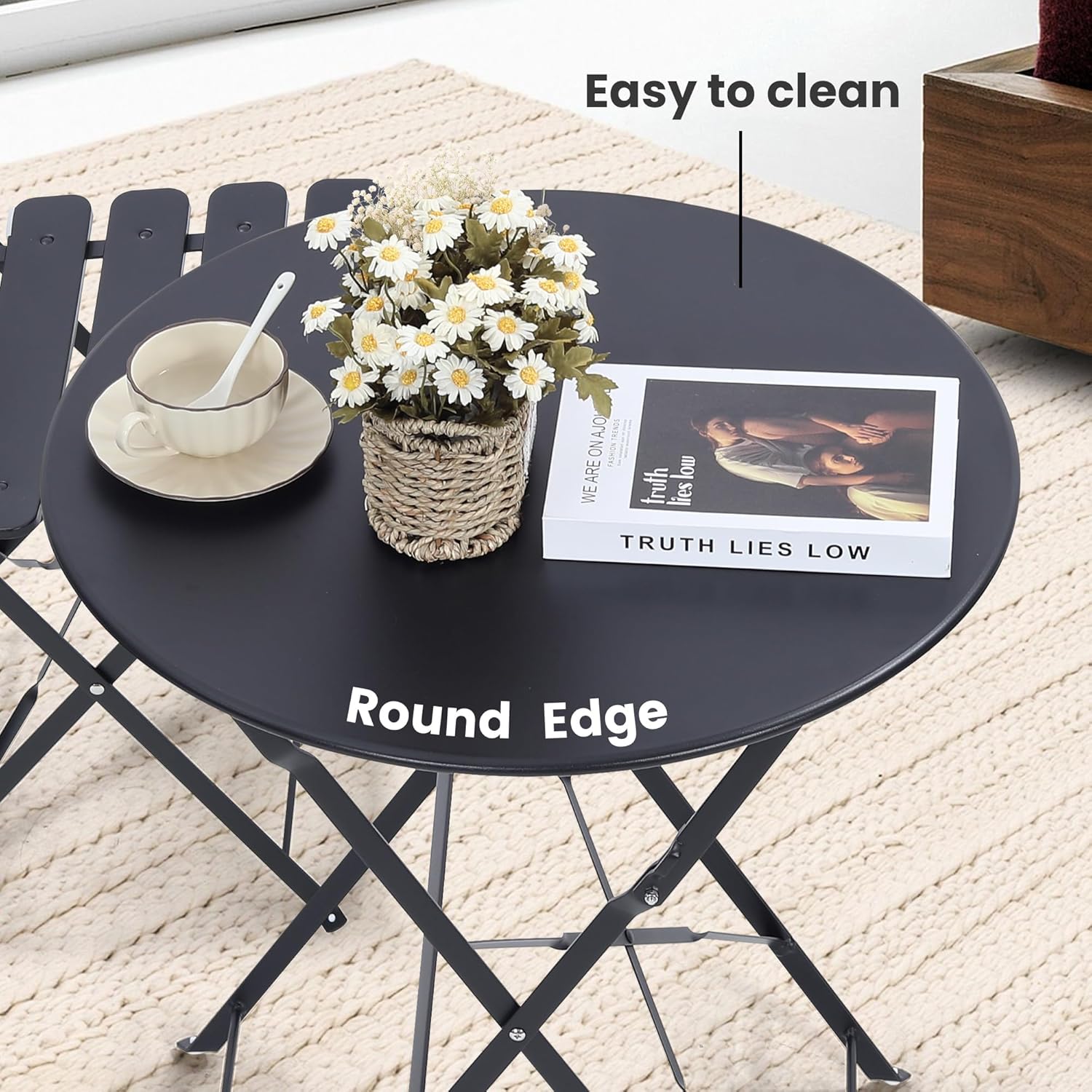 Oszczędzający miejsce, czarny, – Outdoor Furniture Balcony recenzja i cena